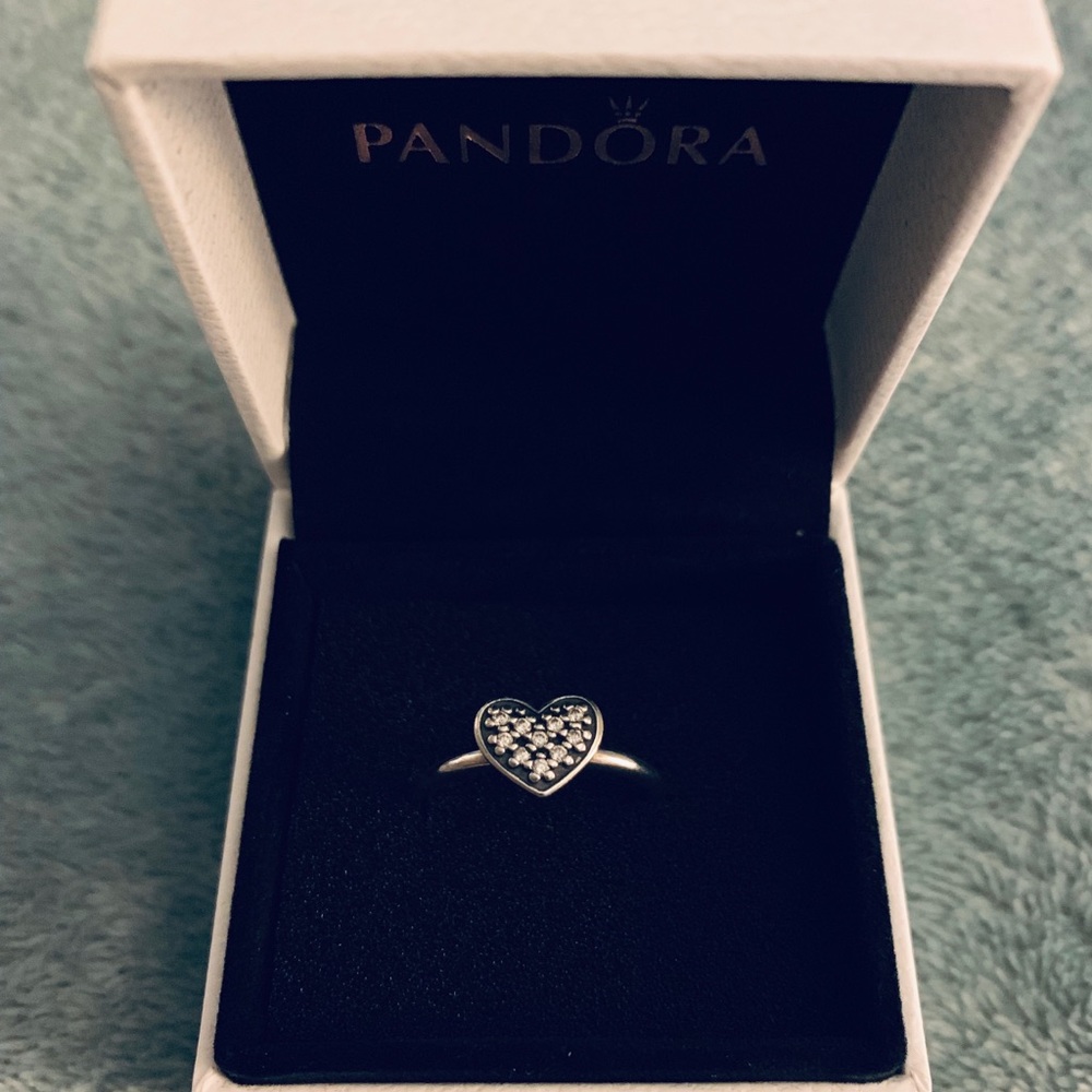 RETIRED Pandora Pave Heart ring. Size 6